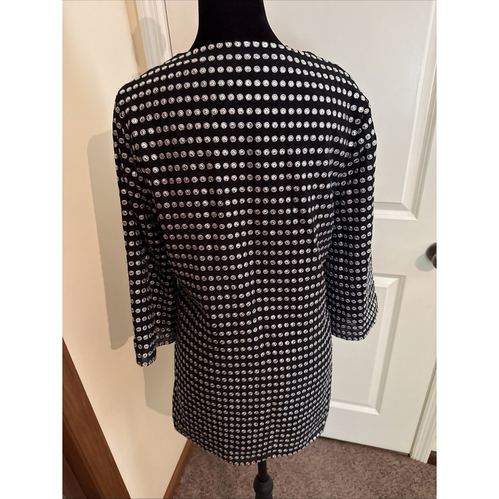 Michael Kors Collection 100% Silk Black Silver Polka Dot Mini Dress Size 6 - Picture 6 of 12